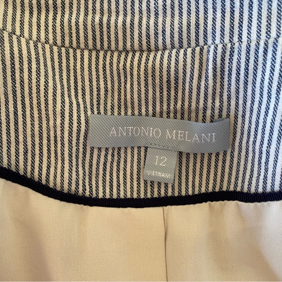 Antonio Melani Striped Double Breasted Blazer Notched Lapel Linen Cotton: 12 - Picture 8 of 12